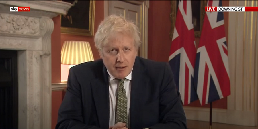 △2021年1月4日 英国首相鲍里斯·约翰逊发表电视讲话