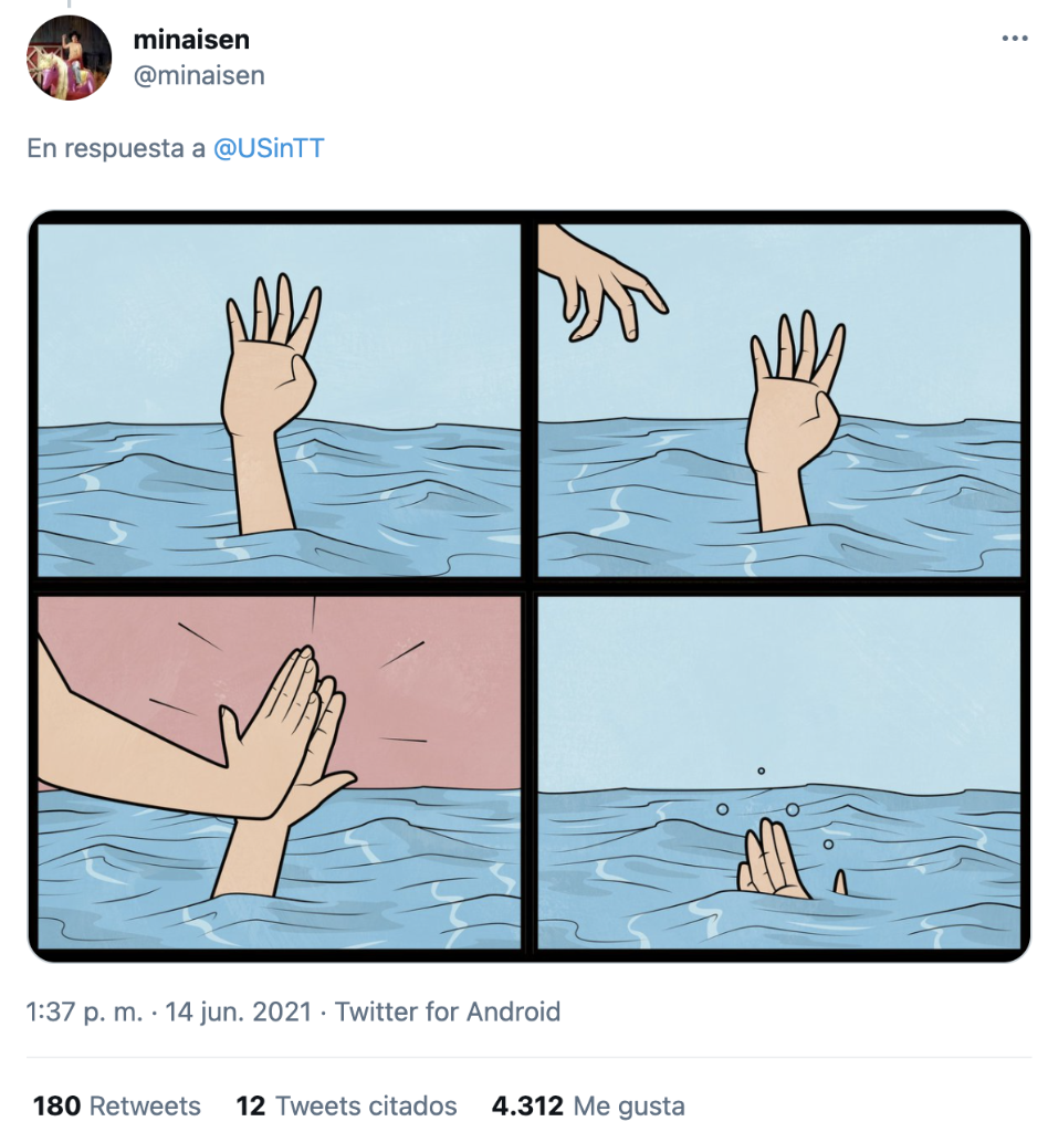 图为美国驻特立尼达和多巴哥大使馆社交媒体账号下的漫画留言。网络截图